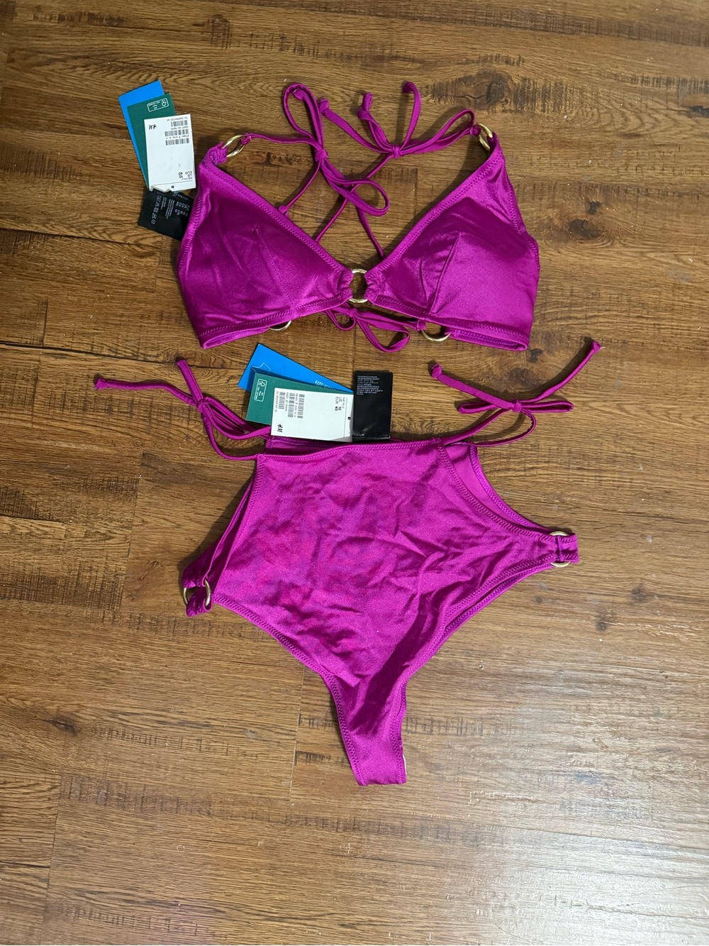 H&M Magenta Swim Bikini Set with Ring Detail